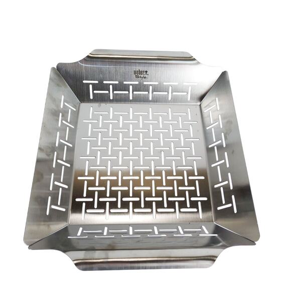 Weber Style Stainless Steel BBQ Vegetable Grilling Basket 12" Square, Never Used - Picture 1 of 6